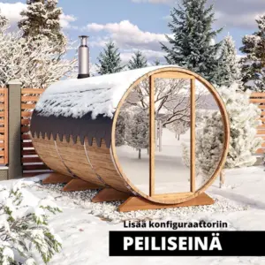 kuva 4m tynnyrisauna pukuhuoneella 6-8 hengelle s4p peiliseina